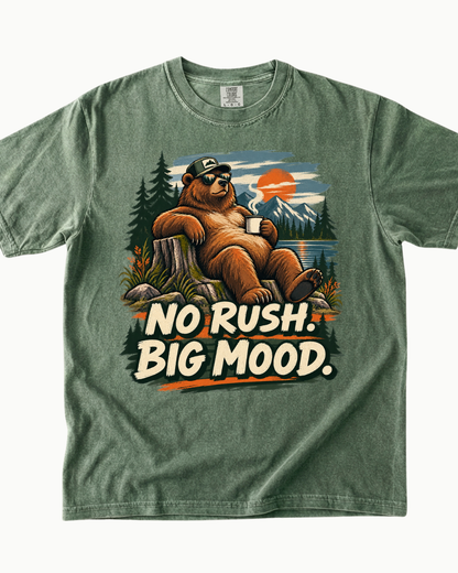 No Rush Big Mood bear mountain sunset T-shirt alternate view 5