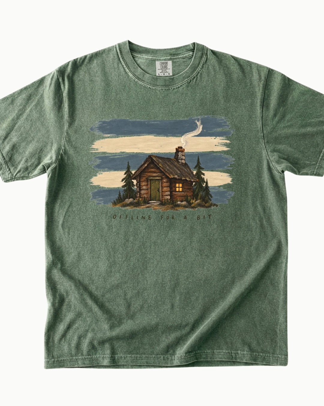 Offline for a Bit cabin nature graphic T-shirt alternate view 6