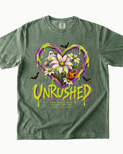 Unrushed Spooky Floral Halloween T-Shirt