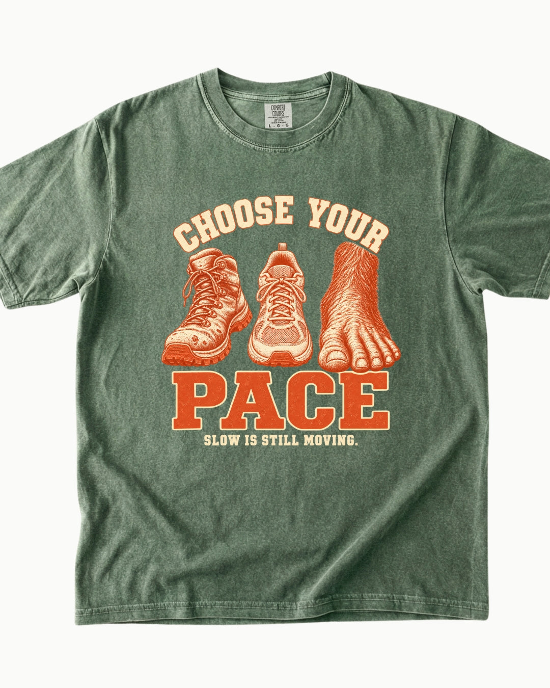 Choose Your Pace outdoor graphic T-shirt in moss