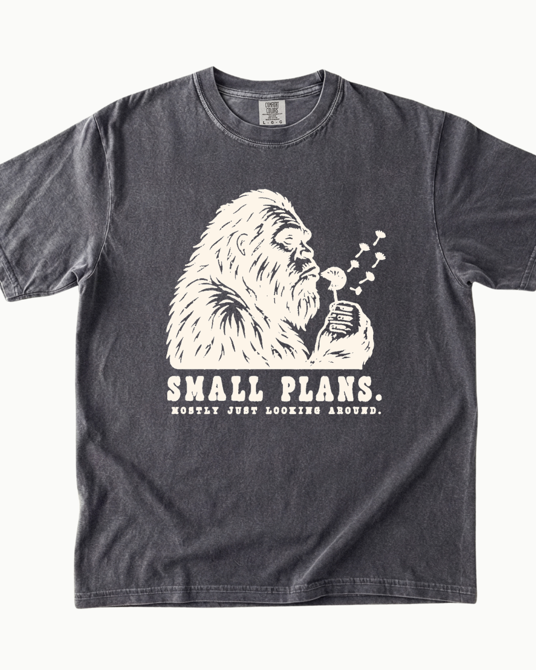 Small Plans Bigfoot blowing dandelion T-shirt alternate view 8