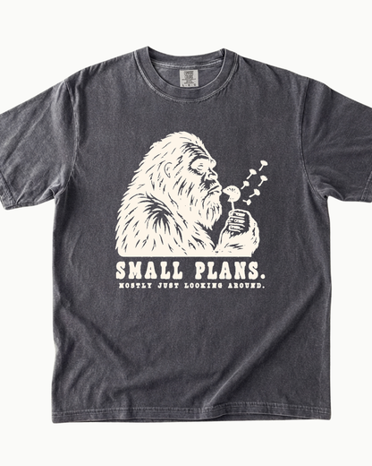Small Plans Bigfoot blowing dandelion T-shirt alternate view 8
