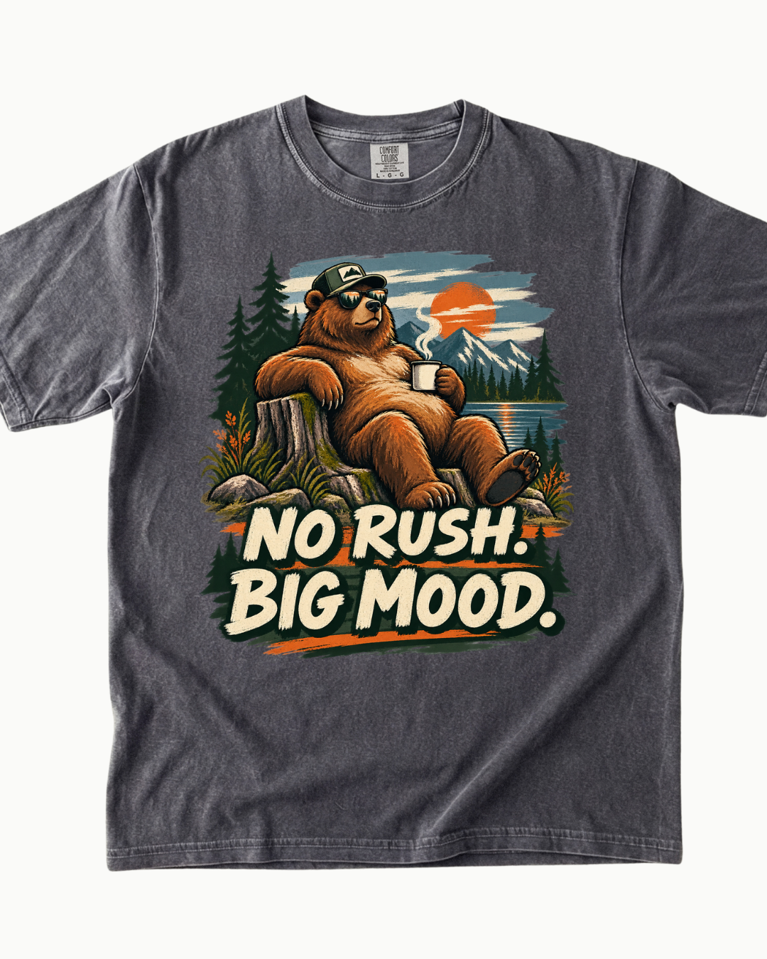 No Rush Big Mood bear mountain sunset T-shirt alternate view 6