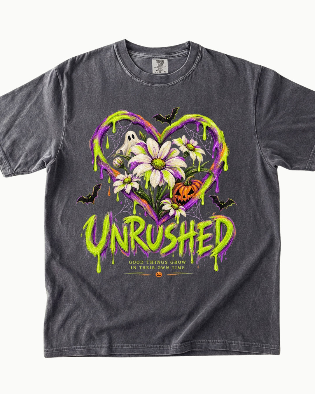 Unrushed Spooky Floral Halloween T-Shirt