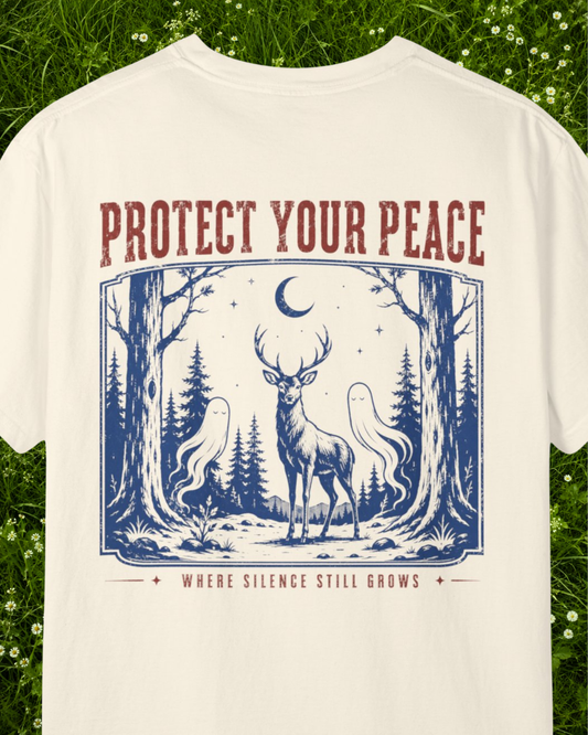 Protect Your Peace deer forest graphic T-shirt product mockup