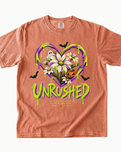 Unrushed Spooky Floral Halloween T-Shirt