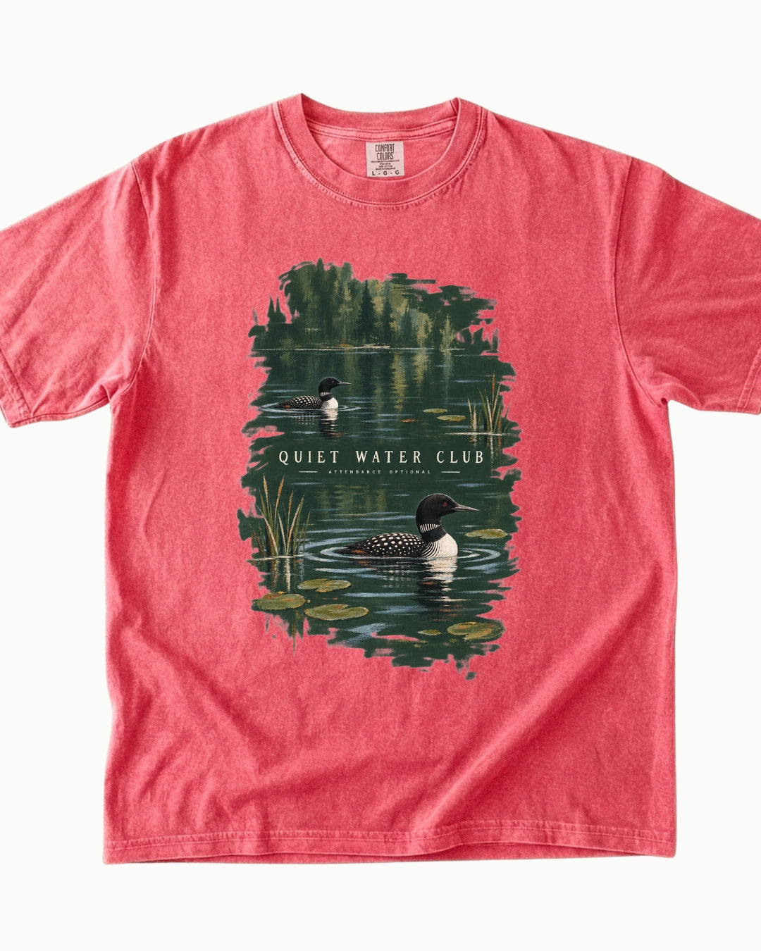 Quiet Water Club loon lake graphic T-shirt alternate view 6