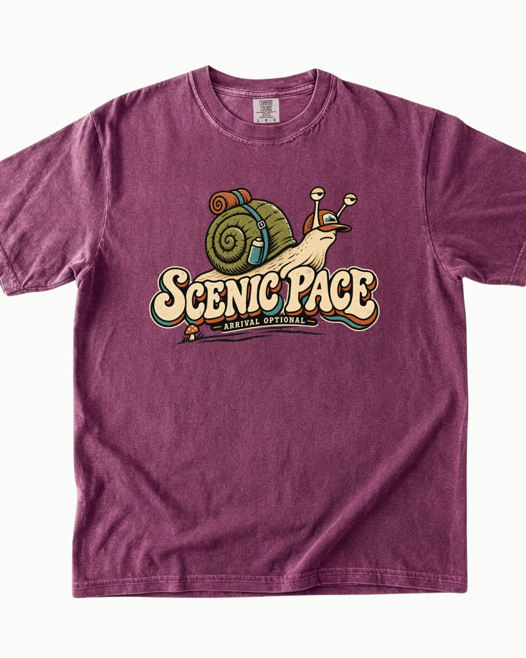 Scenic Pace snail hiking graphic T-shirt alternate view 2