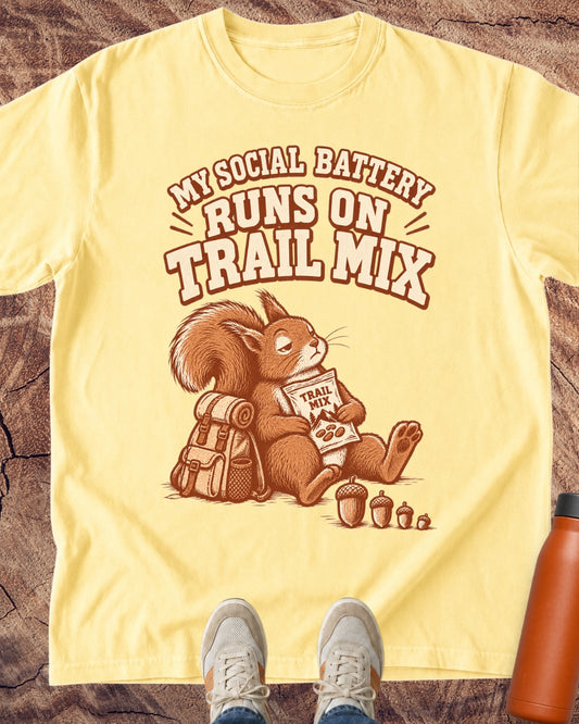 Social Battery Trail Mix Squirrel T-Shirt