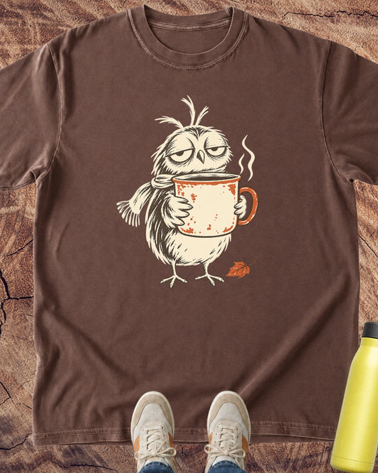 Coffee Before Conversation Owl T-Shirt