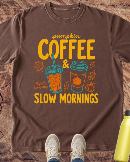 Pumpkin Coffee & Slow Mornings Fall T-Shirt