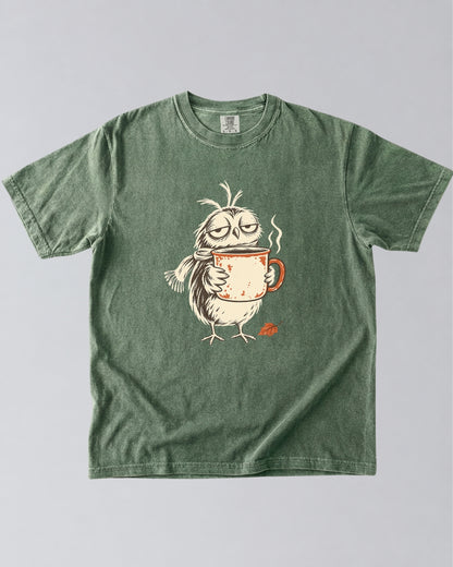 Coffee Before Conversation Owl T-Shirt
