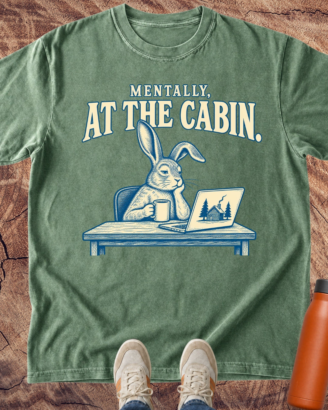 Mentally at the Cabin Rabbit T-Shirt
