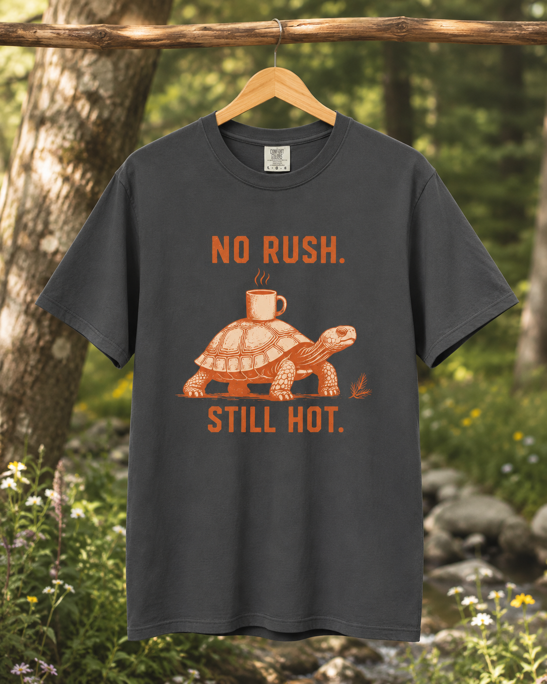 No Rush Still Hot turtle coffee T-shirt alternate view 3