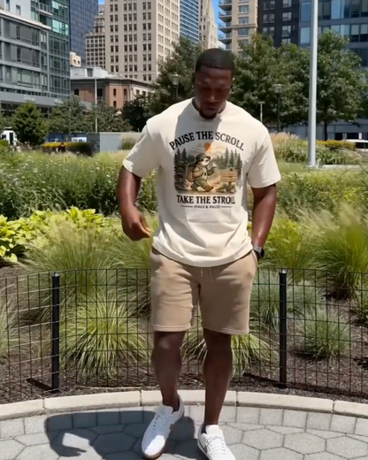 Pause the Scroll Take the Stroll graphic T-shirt alternate view 2