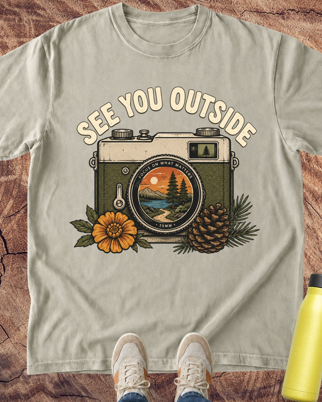 See You Outside Vintage Camera T-Shirt