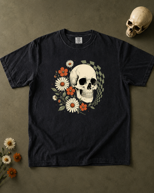 Retro Floral Skull T-Shirt