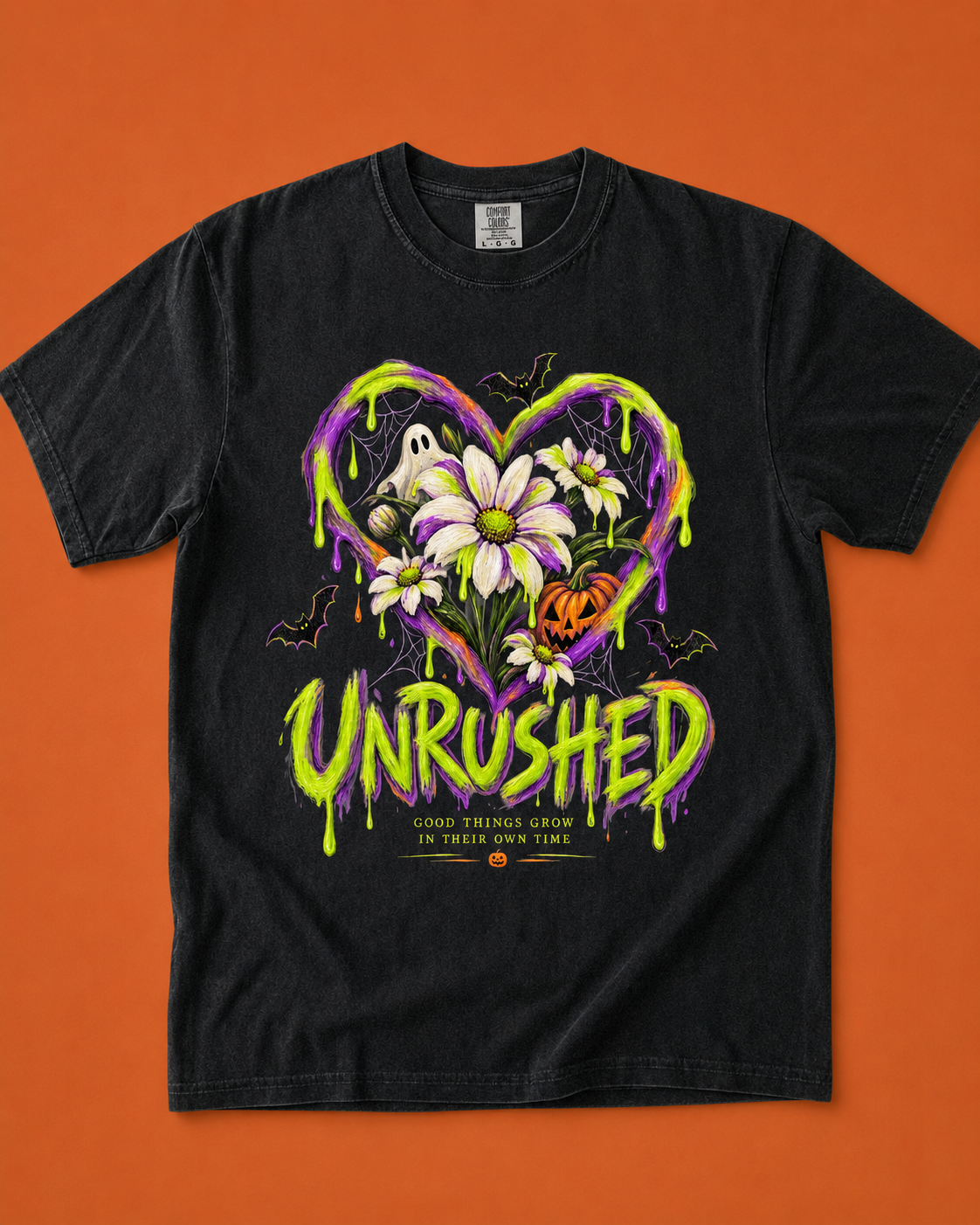 Unrushed Spooky Floral Halloween T-Shirt